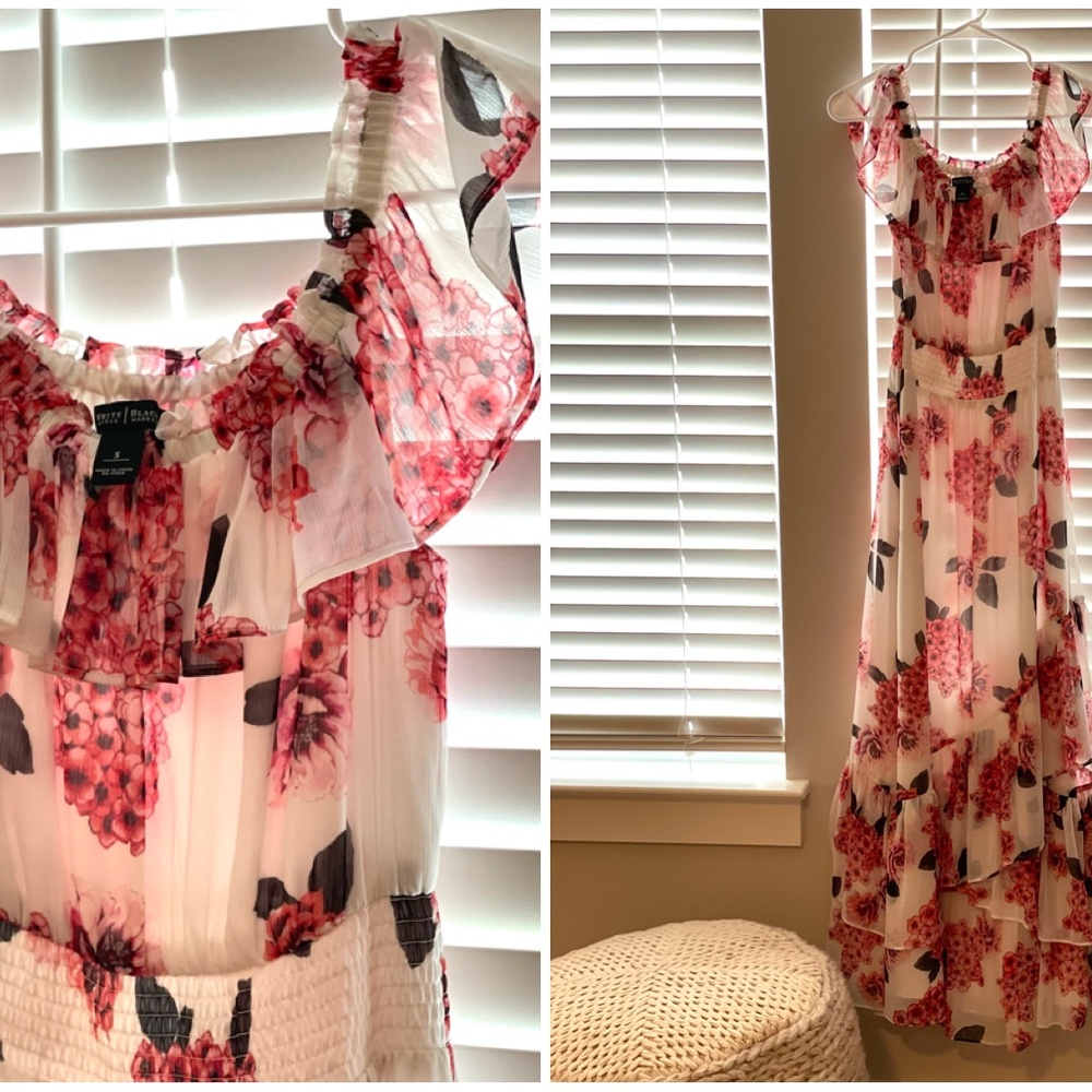 White House Black Market floral ruffle maxi dress sz s